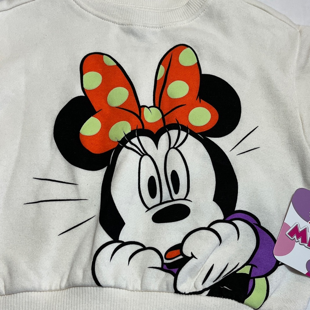 NWT 12-18M Disney Minnie Mouse Cream Sweatshirt for Kids - Picture 3 of 4